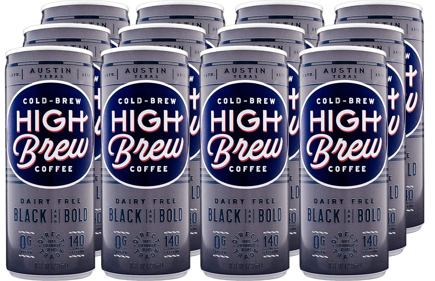 High Brew Coffee Cold Brew Coffee, Caffeinated, Dairy Free, 8 Fl Oz (Pack of 12), Original Version