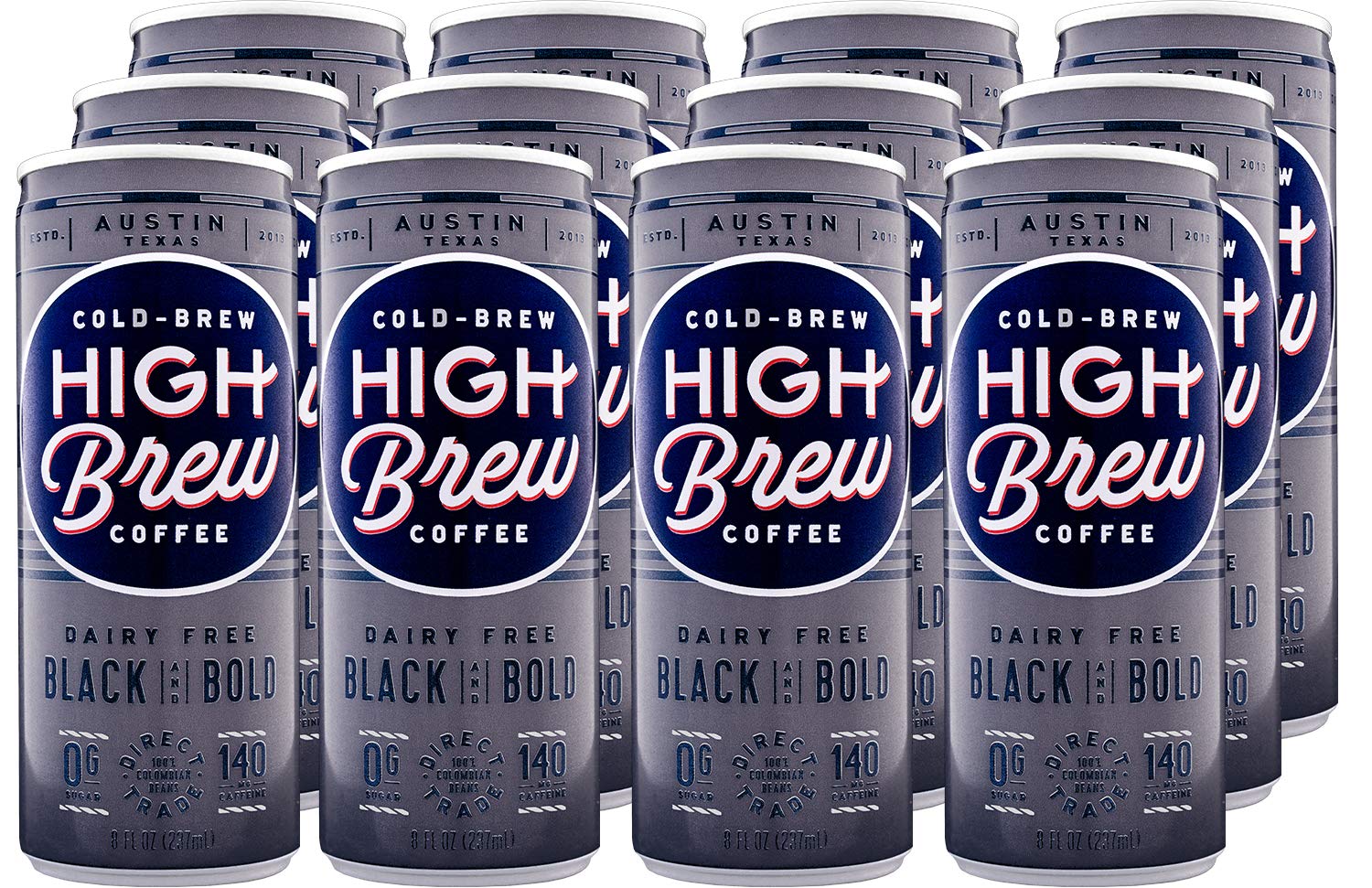 High Brew Coffee Cold Brew Coffee, Caffeinated, Dairy Free, 8 Fl Oz (Pack of 12), Original Version