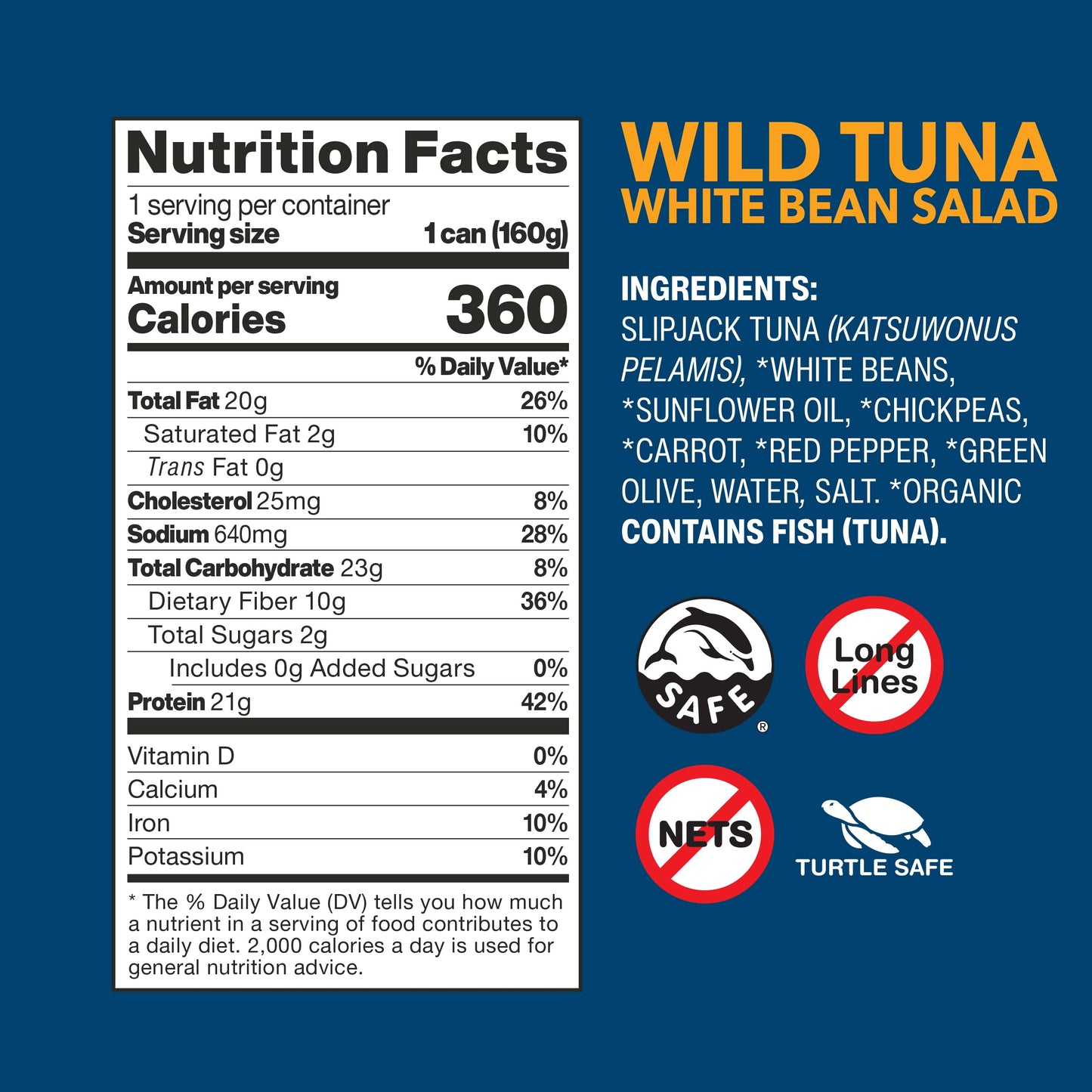 Wild Planet Ready-To-Eat Wild Tuna White Bean Salad With Organic Chickpeas, Carrots, Red Peppers & Green Olives 5.6oz, Pack Of 4