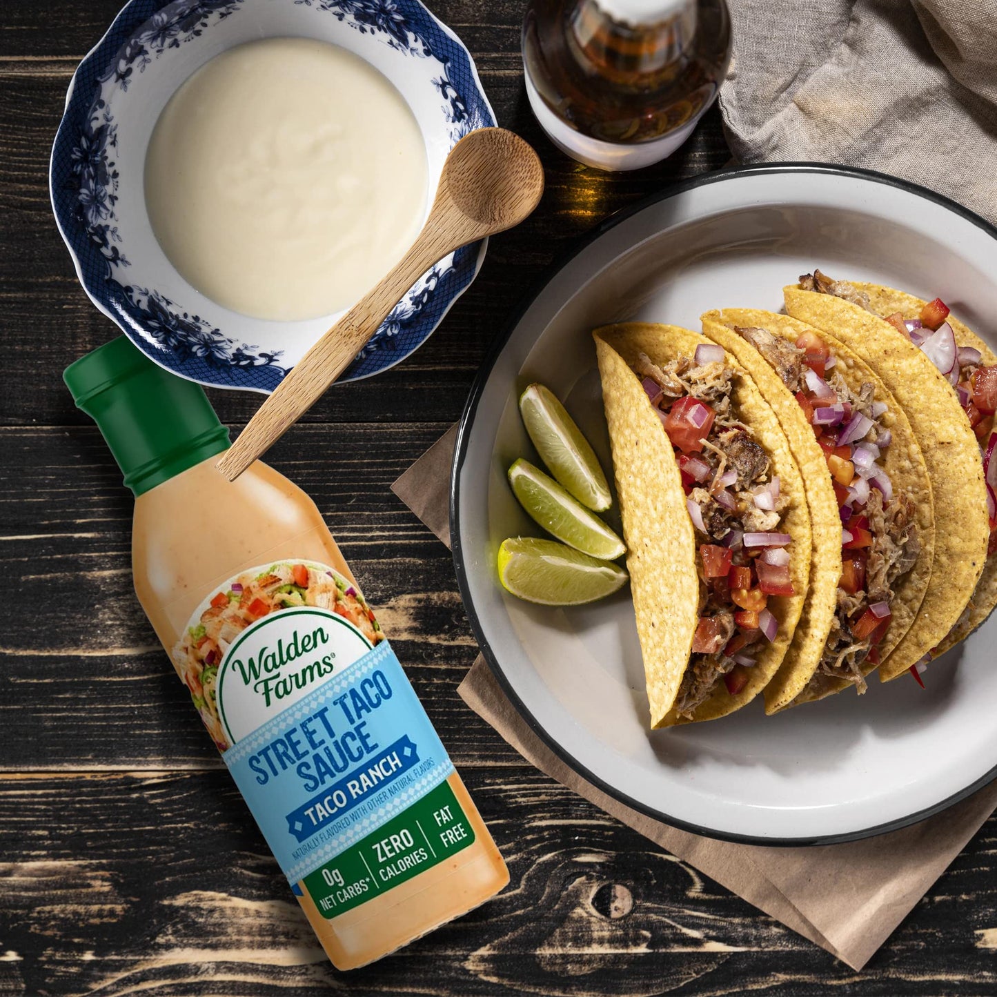 Walden Farms Street Taco Sauce Taco Ranch - Calorie-Free, Gluten-Free, Low Carb, Keto-Friendly, Sugar-Free, Spicy Taco Ranch Fla
