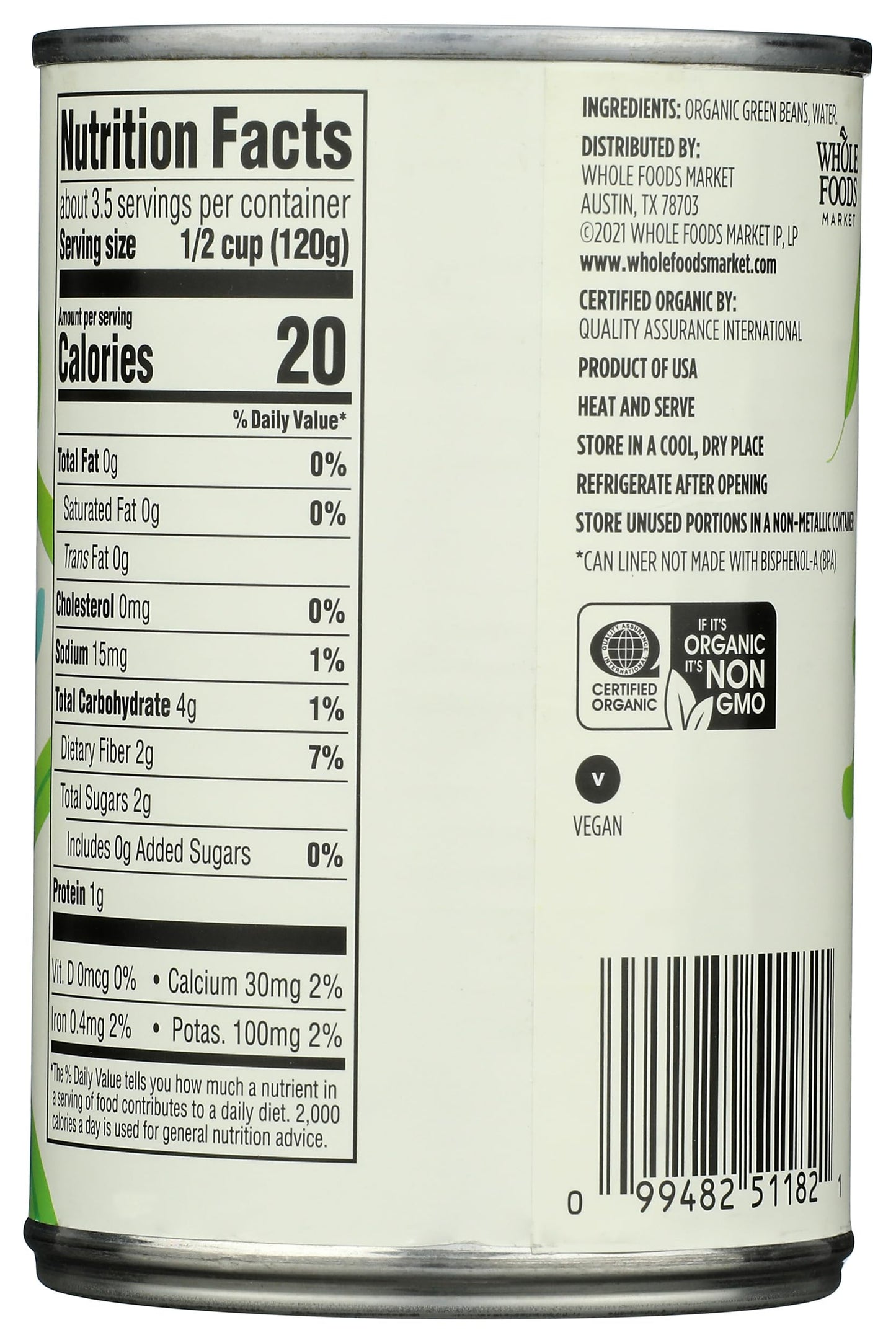 365 by Whole Foods Market, Organic French Style Green Beans, 14.5 Ounce