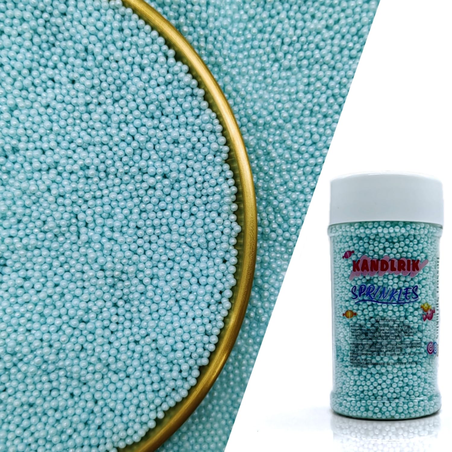 Edible Light Blue Pearl Sugar Sprinkles Candy 2mm Mini Pearls Cake Decorations Cupcake Toppers Cookie Decorating Perfect for Wed