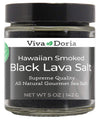 Viva Doria Hawaiian Smoked Black Lava Sea Salt, Fine Grain, 5 Oz Glass Jar