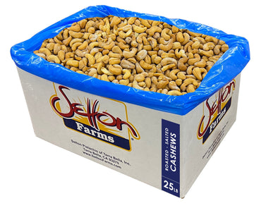 Setton Farms Cashews Roasted Salted Extra Large, 25 Lbs Bulk Case, Kosher
