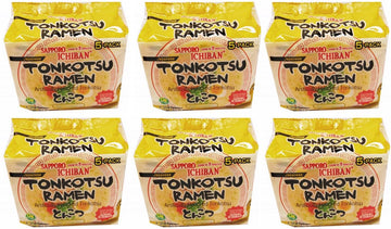 Sapporo Ichiban Japan Tonkotsu Instant Ramen Bag 5 Pc meals 18.5oz (Pack of 6)