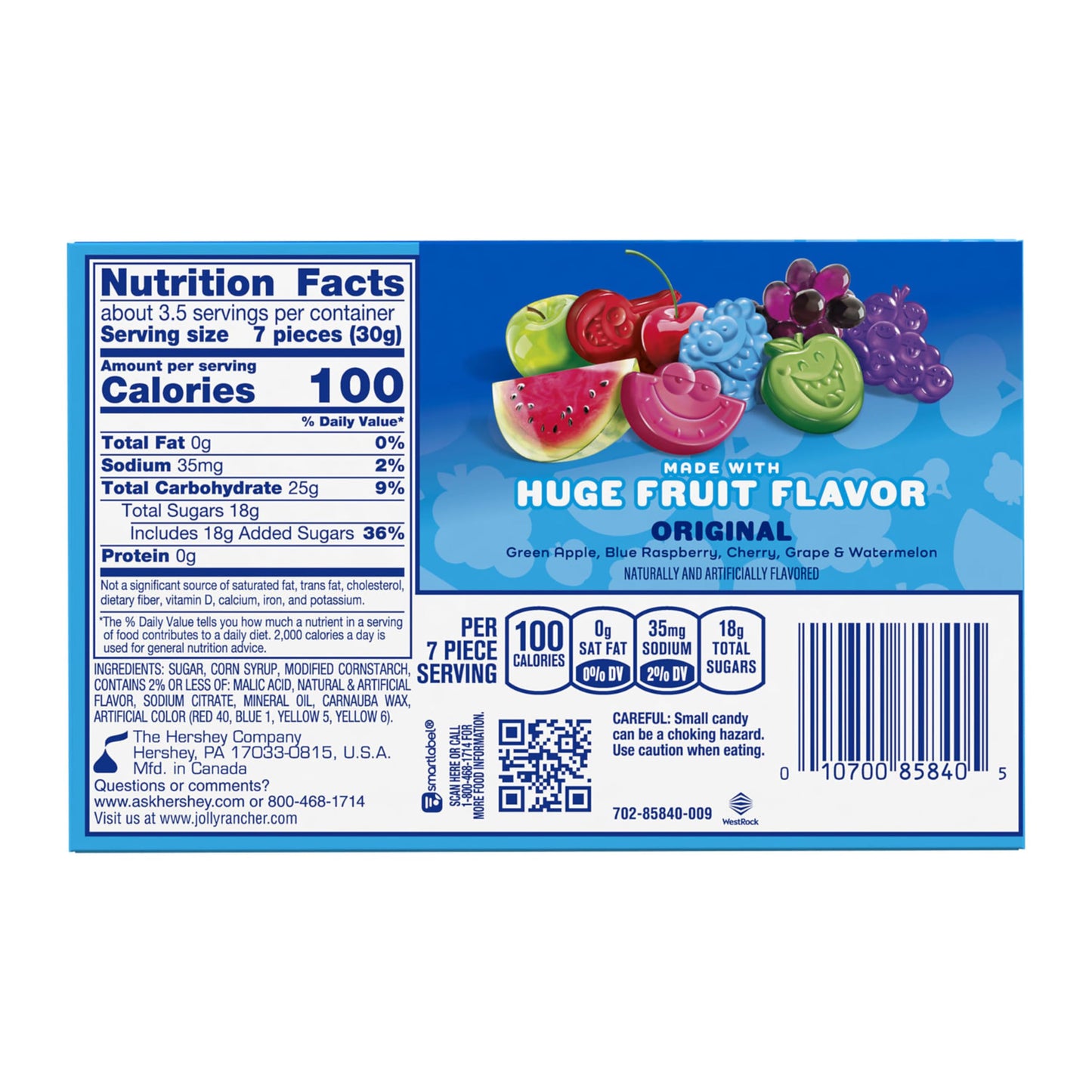 Jolly Rancher Gummies Original Fruit Flavored, Halloween Candy Box, 3.5 Oz