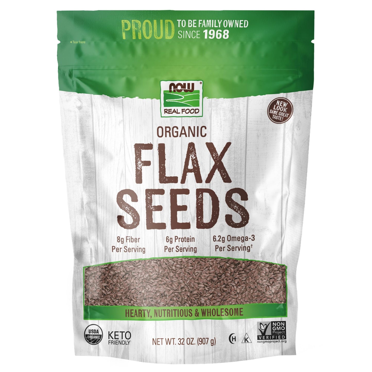 Now Foods, Organic Flax Seeds, Source Of Essential Fatty Acids And Fiber, Certified Non-Gmo, Kosher, 2-Pound (Packaging May Vary