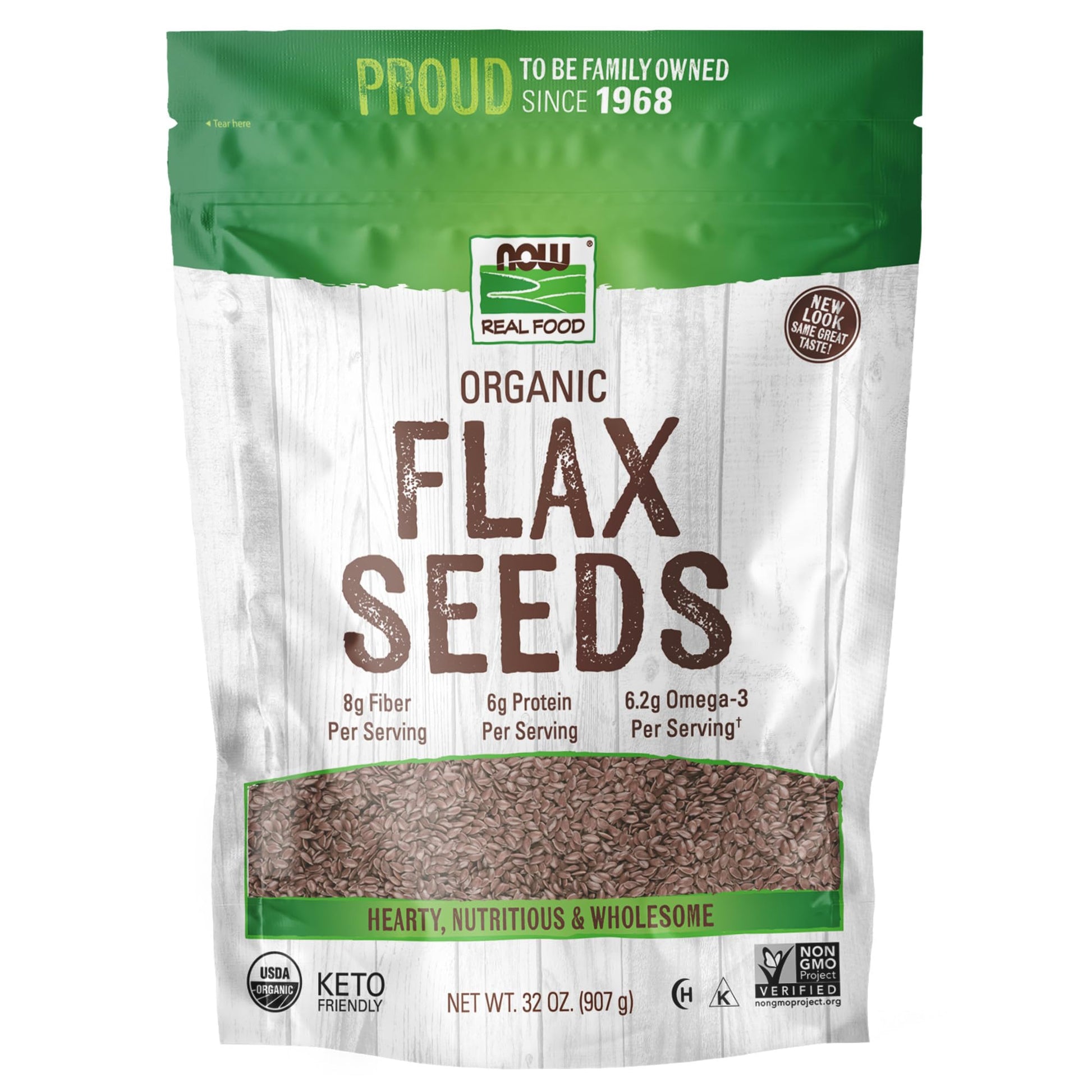 Now Foods, Organic Flax Seeds, Source Of Essential Fatty Acids And Fiber, Certified Non-Gmo, Kosher, 2-Pound (Packaging May Vary
