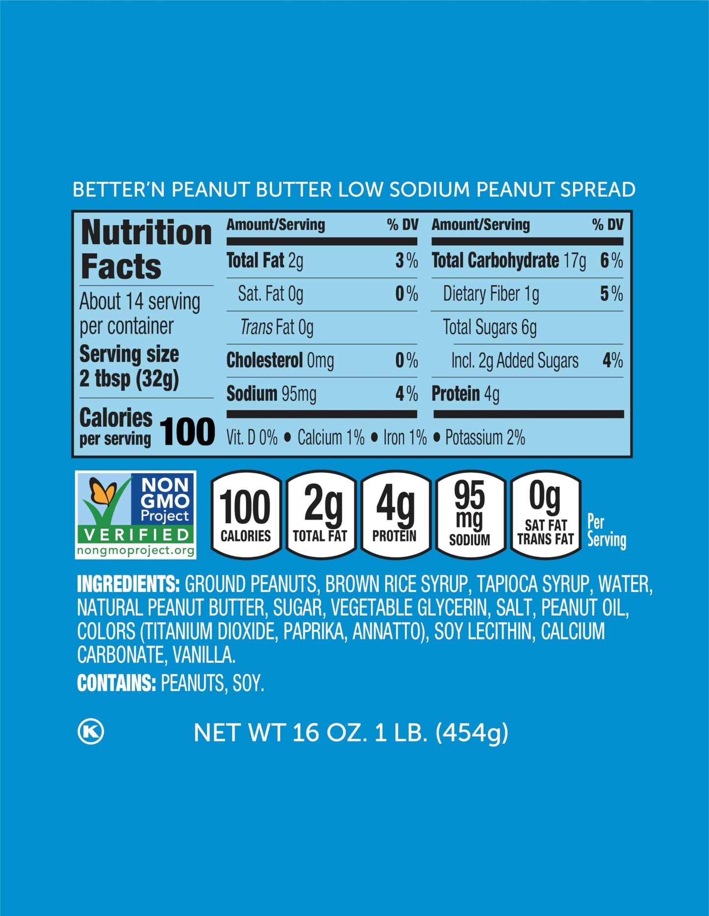 Bettern Peanut Butter 6 Pack Variation (1 Pound (Pack of 6), Peanut Butter (Low Sodium))
