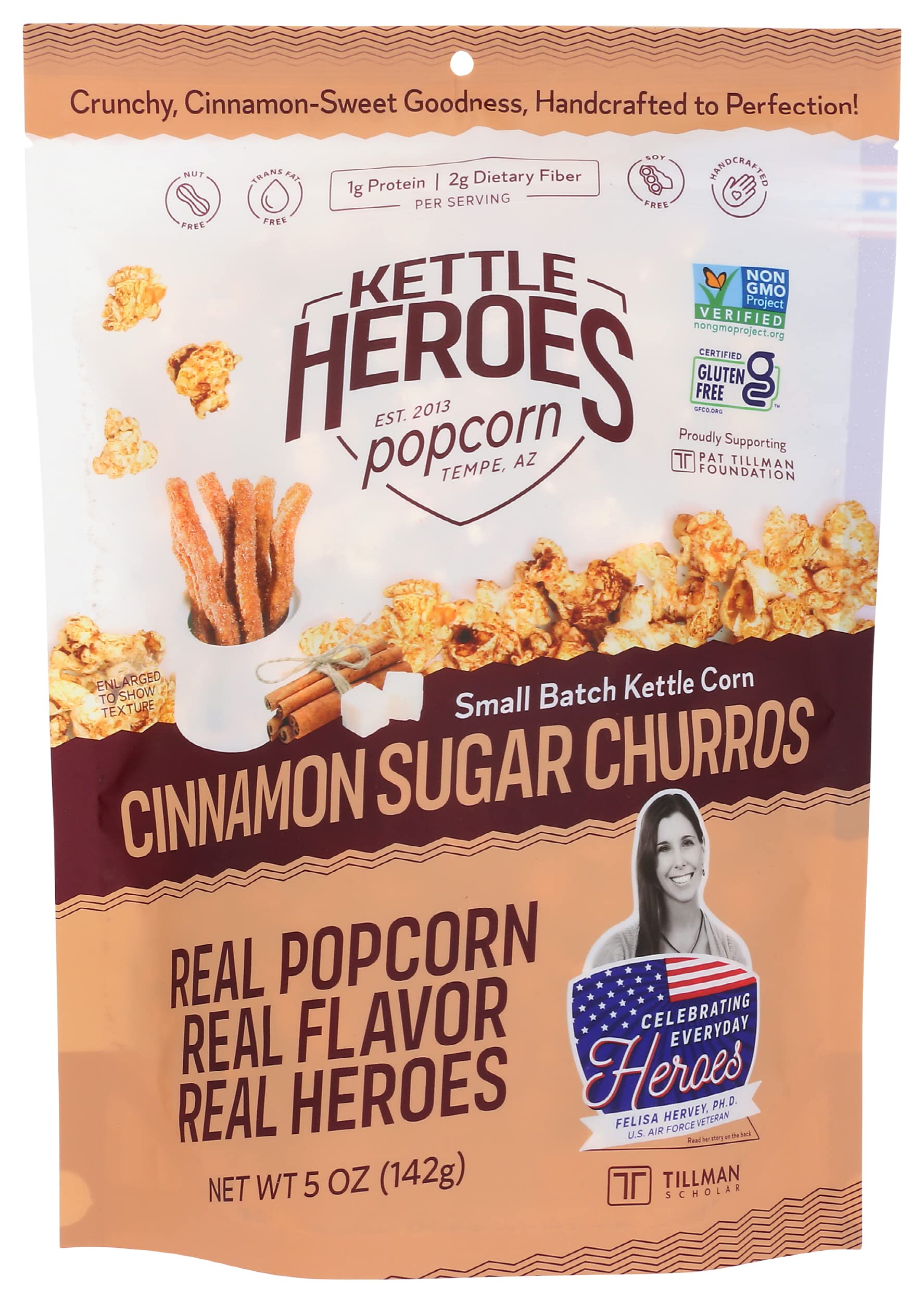Kettle Heroes Kettle Corn - Original Sweet & Salty - 5 oz, 6 Pack - Non-GMO, Gluten Free, Kosher, Soy Free