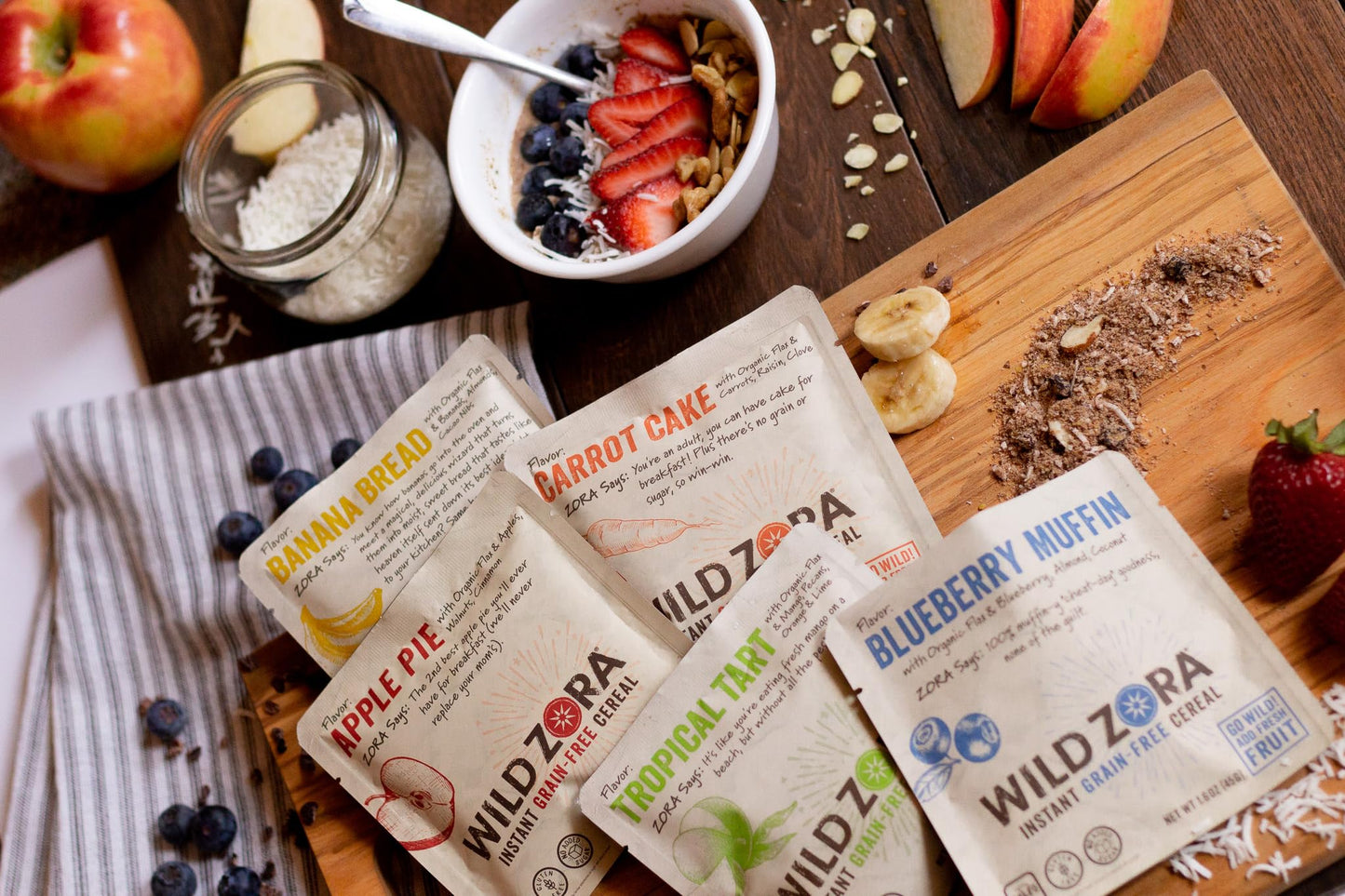 Wild Zora Instant Grain-Free Hot Cereal - Tasty Paleo Friendly Cereals, Instant Hot Meal, Breakfast To Go, Oatmeal Substitute, N