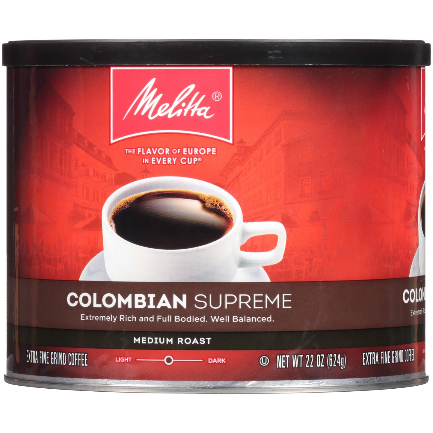 Melitta Colombian Supreme Coffee Medium Roast Extra Fine Grind 22 Ounce Can Brown