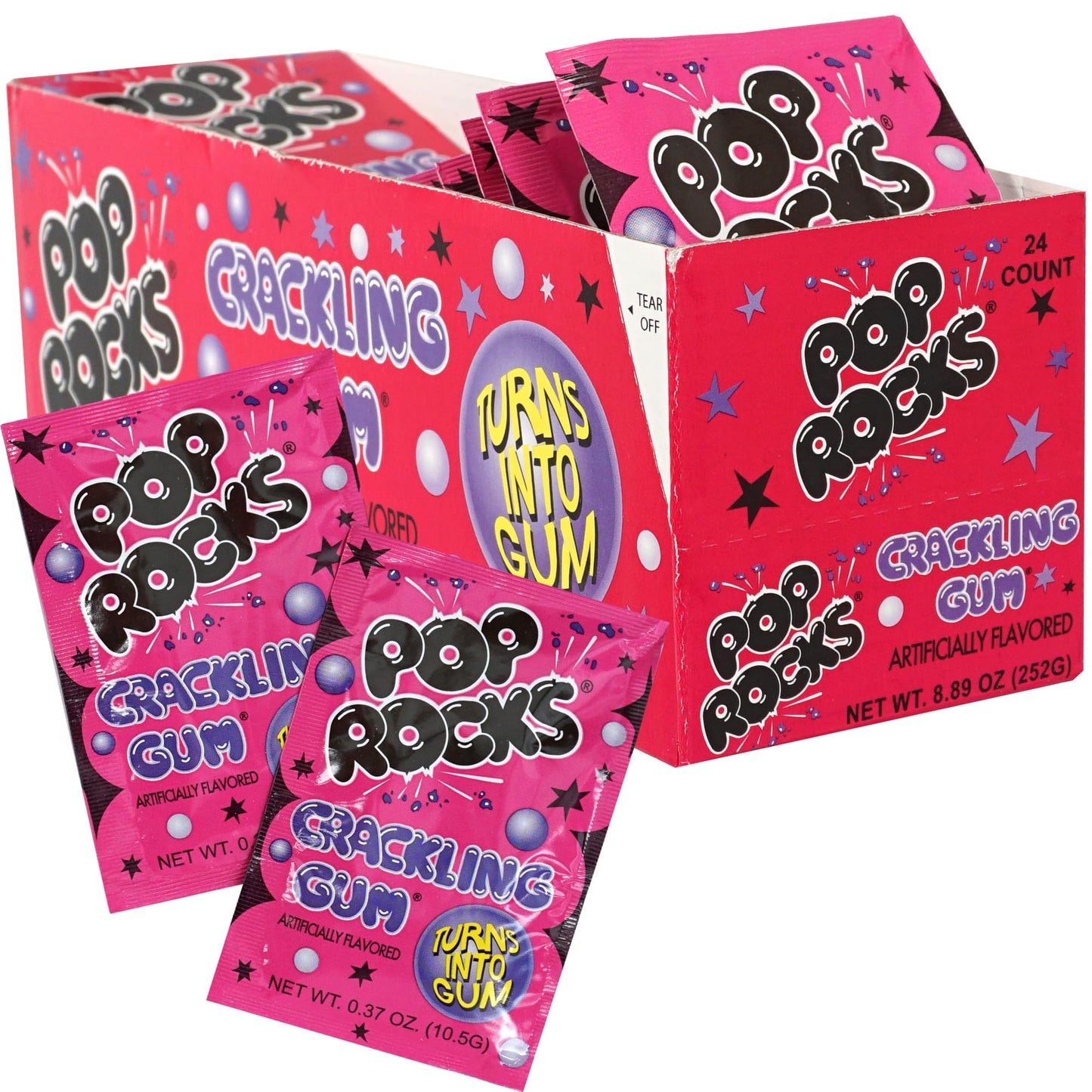 Pop Rocks Bubble Gum, 24 Pack, Popping Candy, Fun Candy