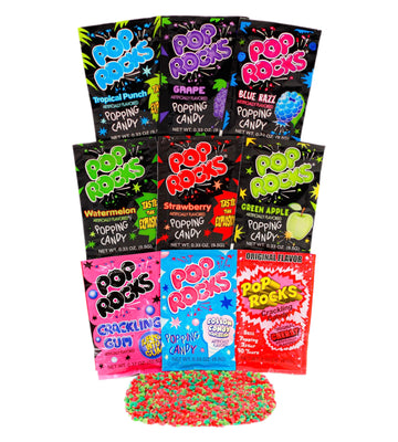 Pop Rocks (9 Pack) -9 Individually Wrapped Packets Of Pop Rocks Candies - 9 Assorted Flavors Of Crackling Popping Candys