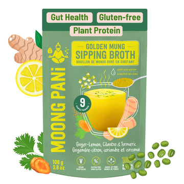 Moong Pani Vegetable Broth Soup Powder (Ginger, Lemon & Turmeric) Gluten-Free, Detox, All Natural, Lower Sodium, Vegan, Keto, Hi
