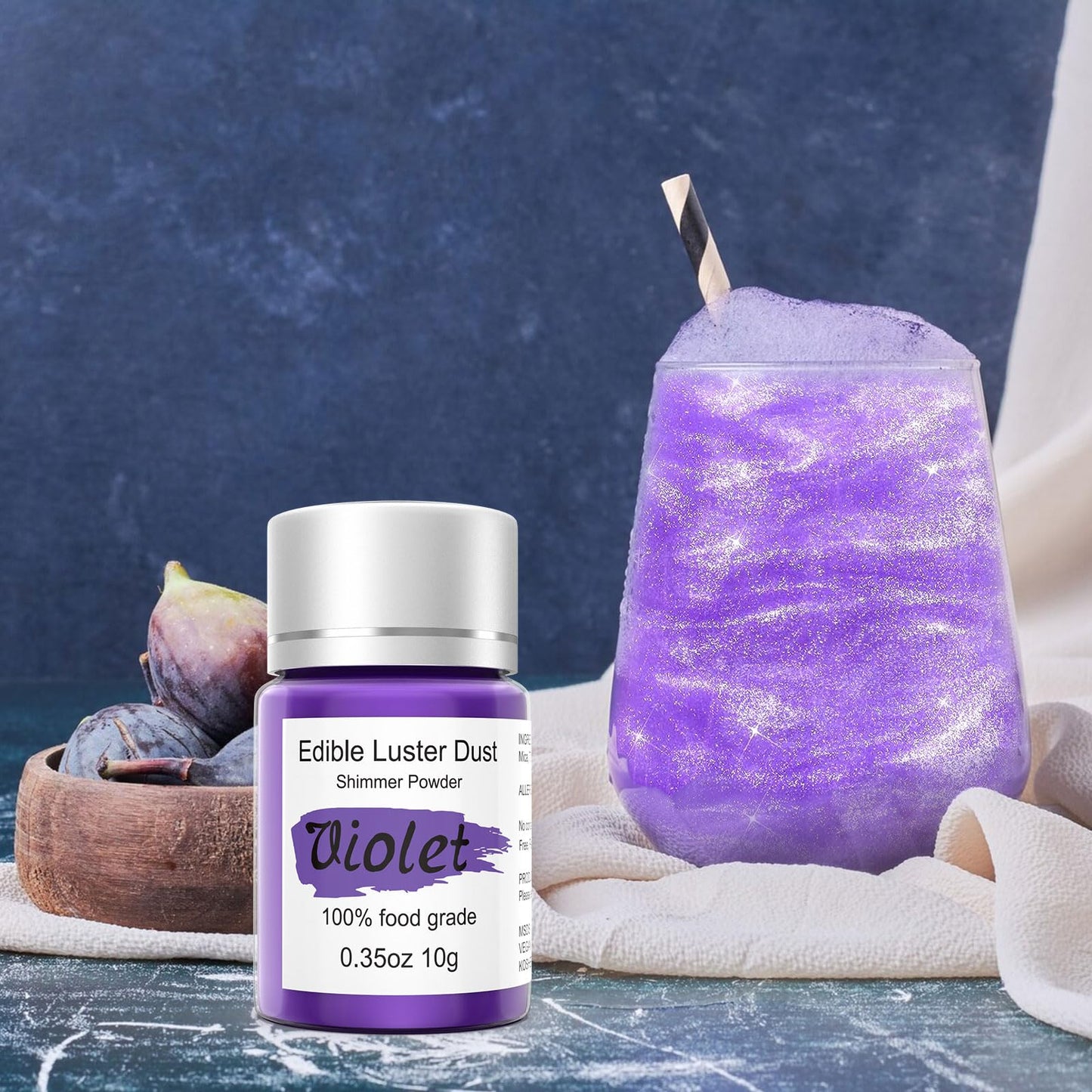 Purple Luster Dust Edible Glitter For Cakes Cocktails - 10G Colaele Edible Shimmering Dust For Chocolates, Metallic Food Colorin