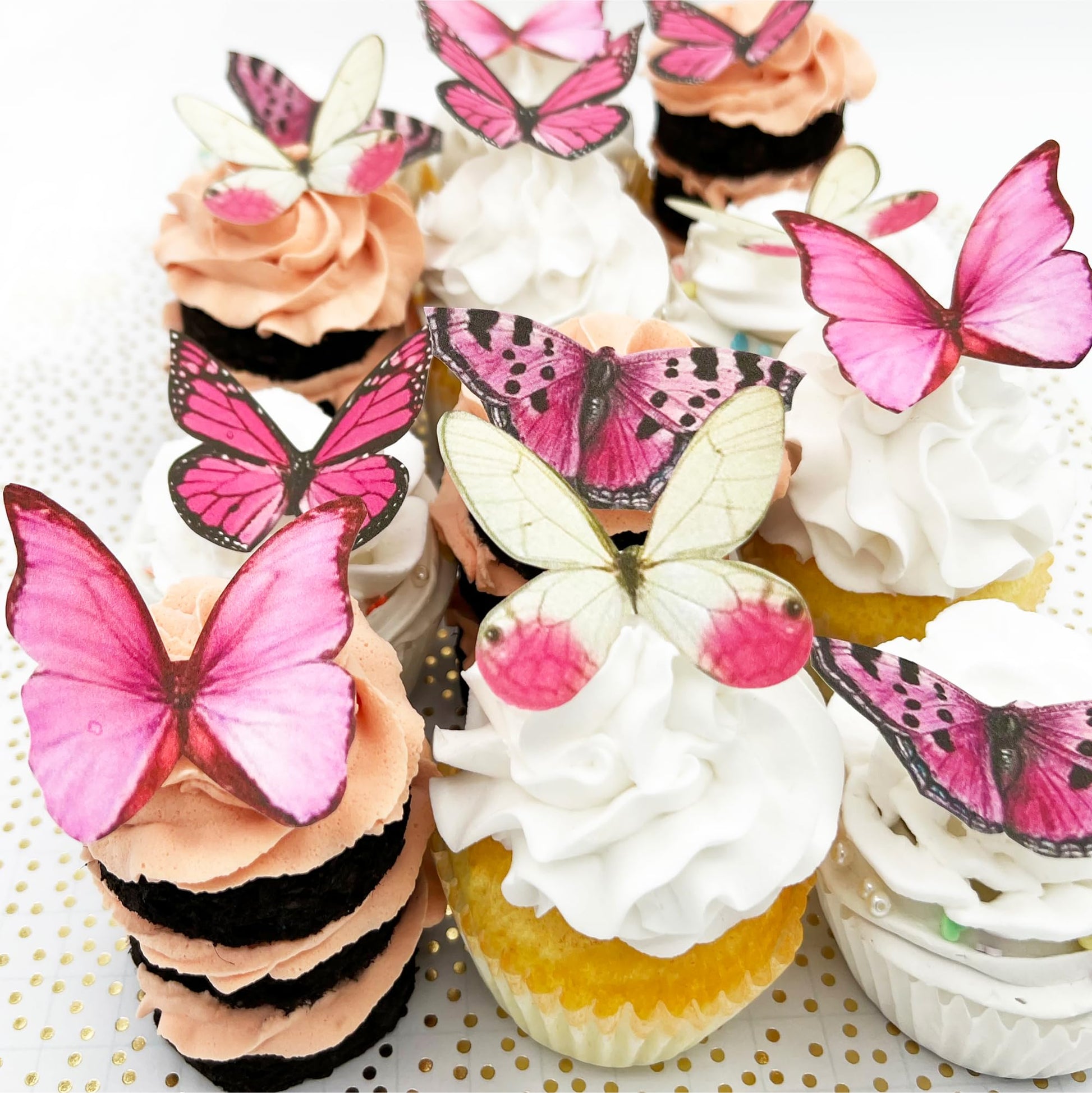 Sugar Robot Inc. Edible Butterflies Cake Toppers, Large Size 3 inches, Pink