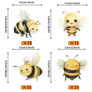 60 Pcs Edible Bumble Bee Cupcake Toppers Edible Honey Bee Cupcake Picks Waper Paper Oh Babee Cupcake Decorations For Bee Theme B