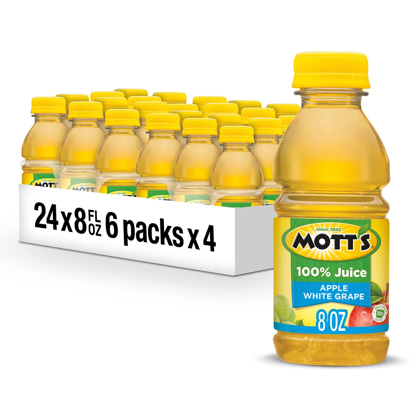 Motts 100% Apple White Grape Juice, 8 Fl Oz Bottles, Pack of 24
