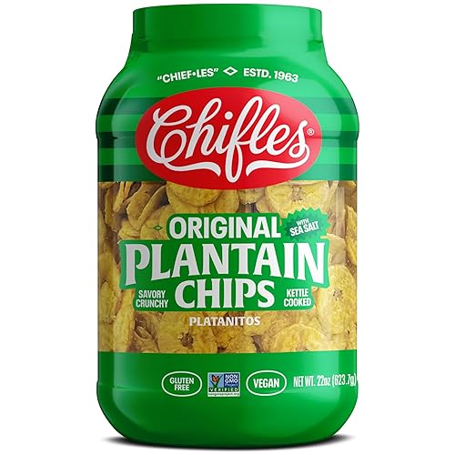 Chifles Original Plantain Chips (22Oz Tub) | 3 Simple Ingredients | Salted & Crunchy, Chip Snack Packs | 30-40% Less Fat Than Tr