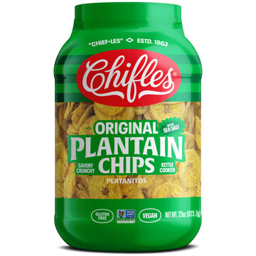 Chifles Original Plantain Chips (22Oz Tub) | 3 Simple Ingredients | Salted & Crunchy, Chip Snack Packs | 30-40% Less Fat Than Tr