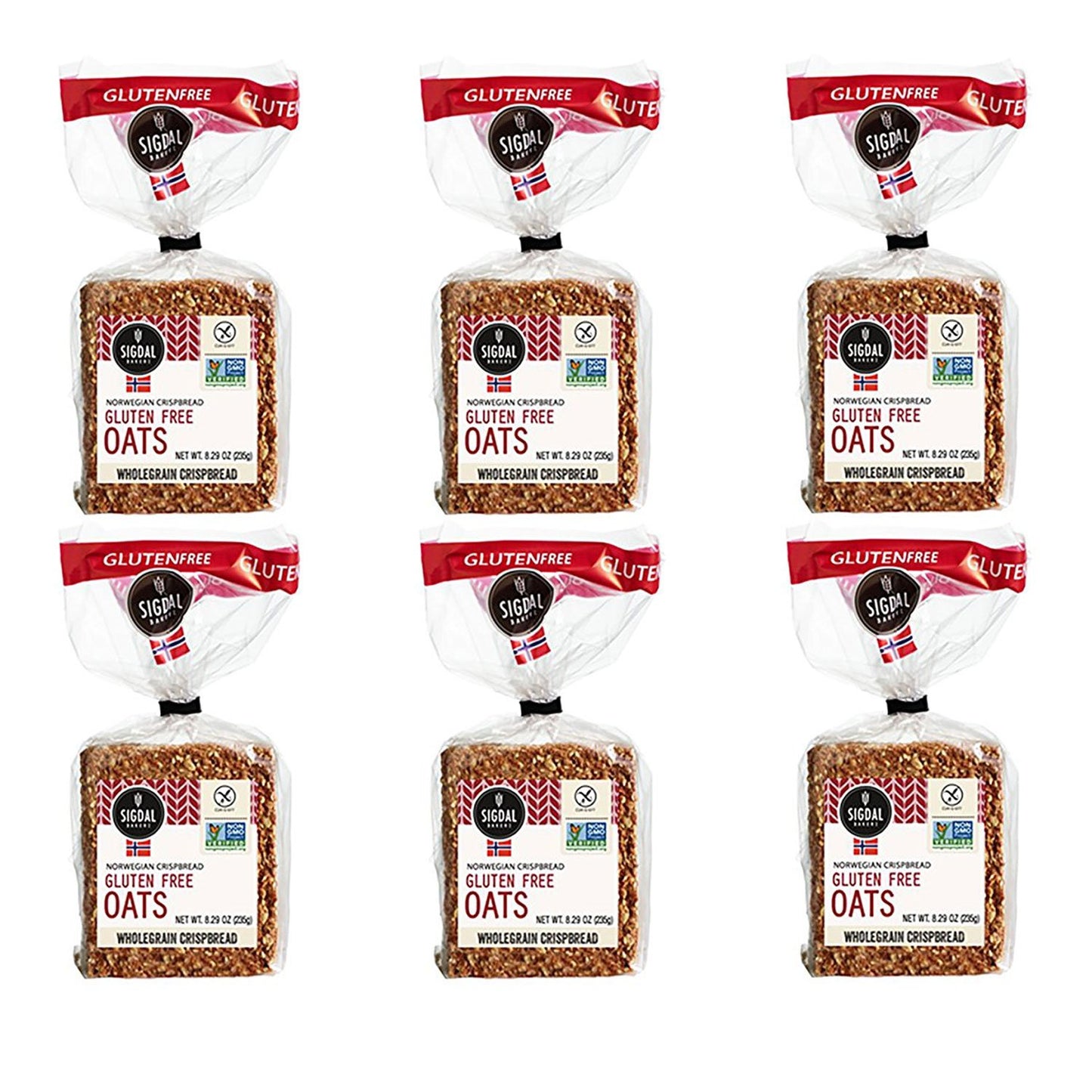 Sigdal Bakeri Gluten Free Oats, Wholegrain Crispbread, 8.29Oz (Pack Of 6)