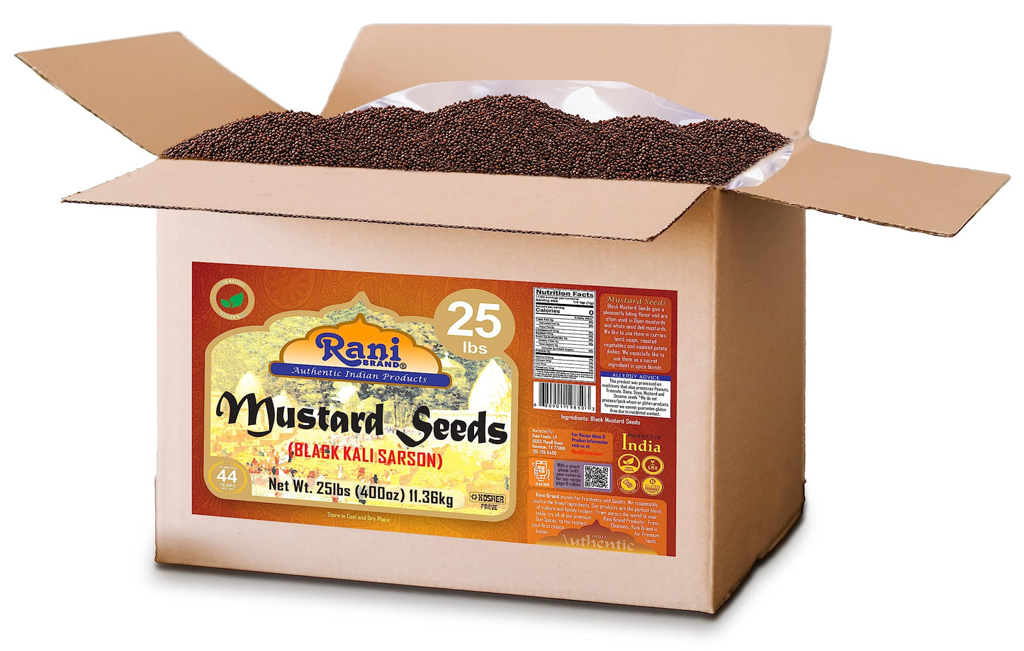 Rani Black Mustard Seeds Whole Spice (Kali Rai) 400Oz (25Lbs) 11.36Kg Bulk Box ~ All Natural | Gluten Friendly | Non-Gmo | Vegan