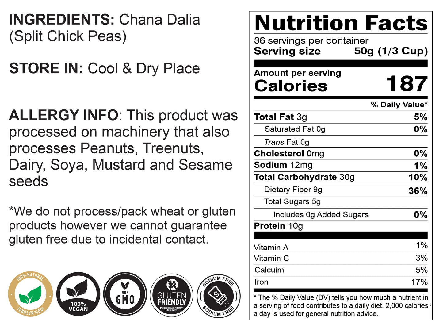 Rani Daliya Split (Roasted Split Chickpeas Dalia) 4Lbs (64Oz) ~ All Natural | Vegan | Indian Origin