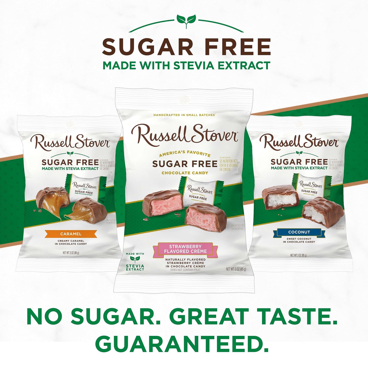 Russell Stover Sugar Free Strawberry Cream With Stevia, 3 Ounce Bag, Pack Of 12