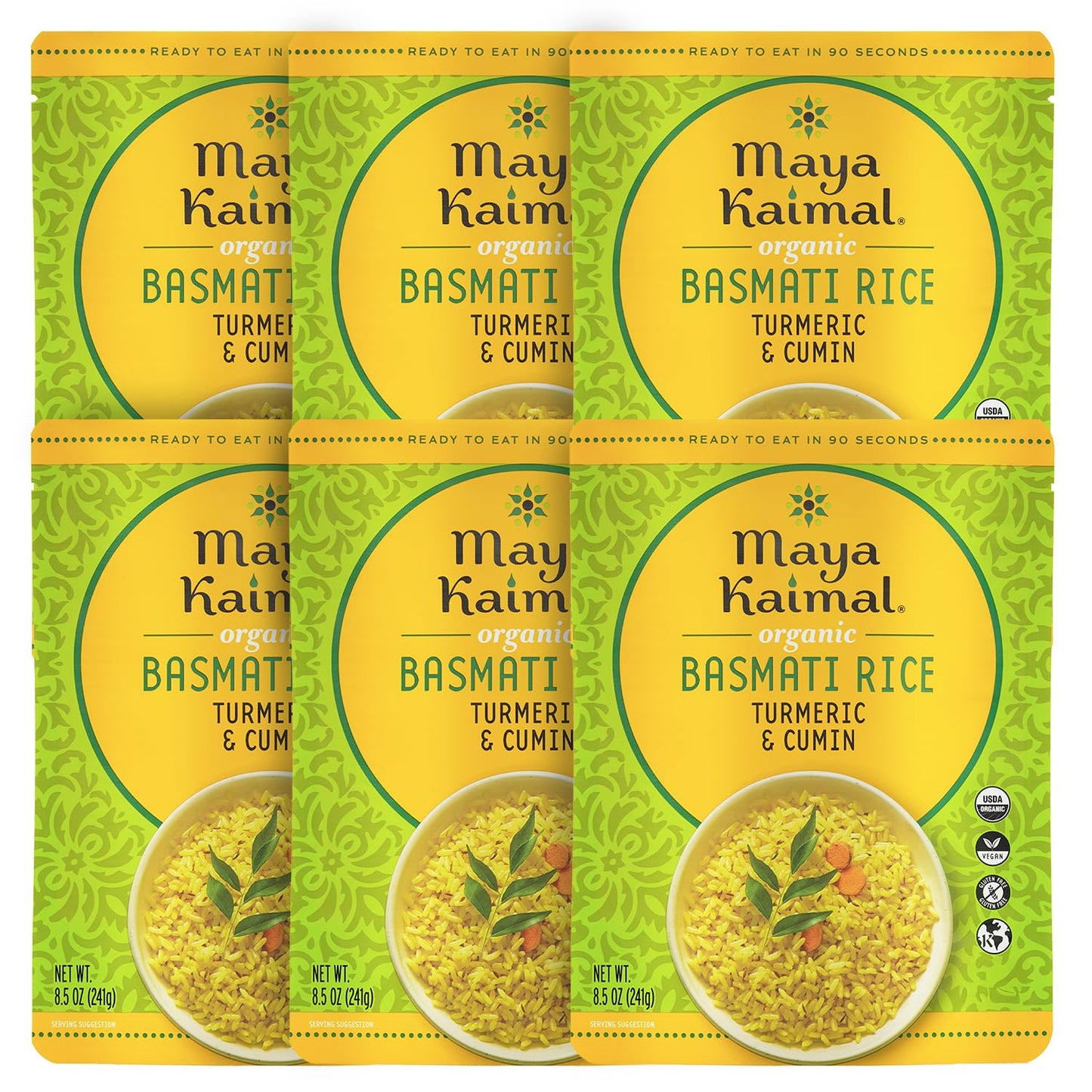 Maya Kaimal Foods - Organic Indian Everyday Rice - Turmeric and Cumin Surekha - 10oz - Pack of 6
