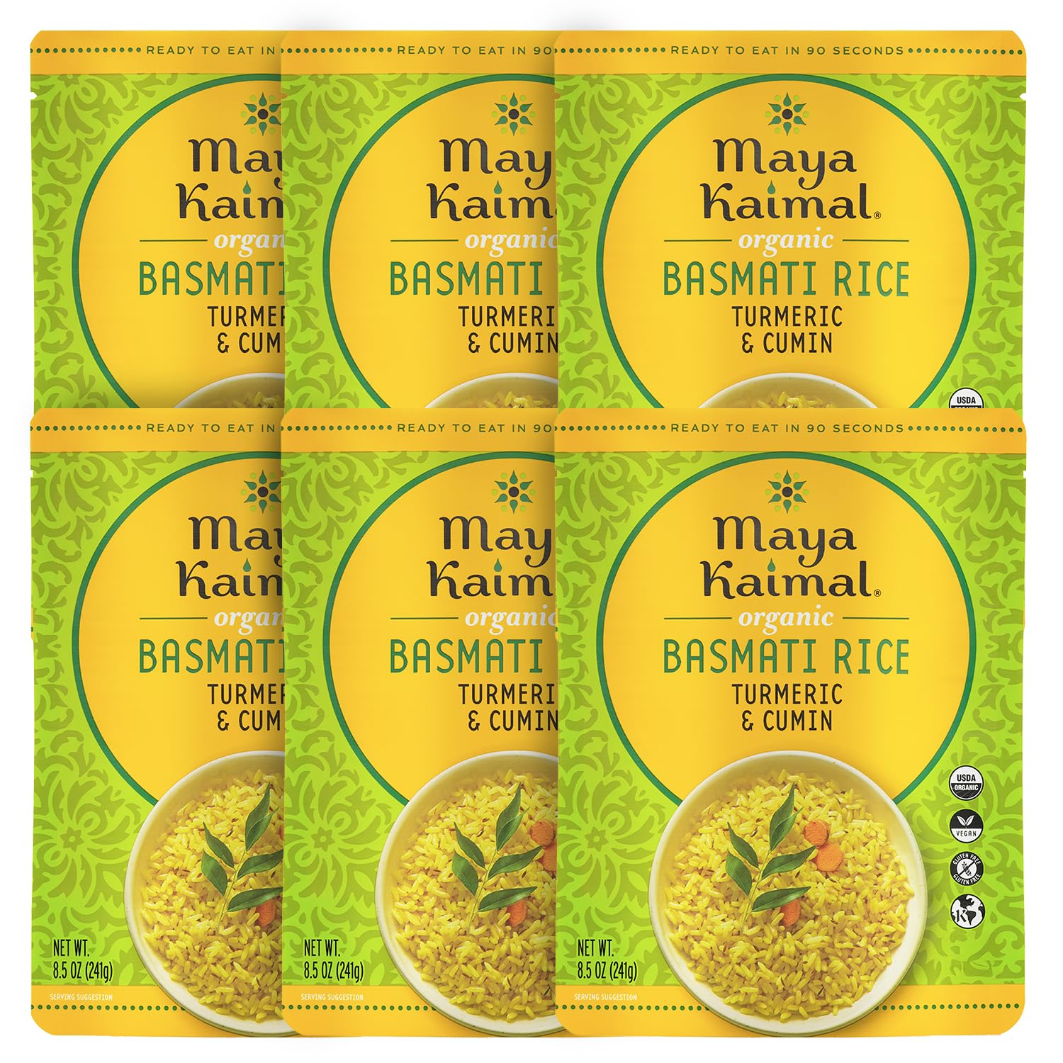 Maya Kaimal Foods - Organic Indian Everyday Rice - Turmeric and Cumin Surekha - 10oz - Pack of 6