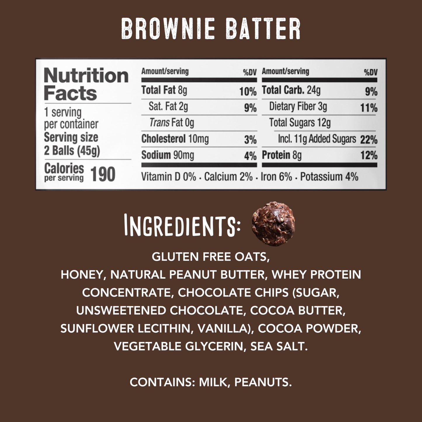 simplyFUEL Whole Food Protein Balls with Probiotics - Brownie Batter Snacks - Protein Snack - Gluten Free Energy Balls (24 Packs)