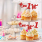 24Pcs 1st Birthday Cupcake Toppers Glitter First Birthday One Cupcake Picks for Baby Shower 1st Birthday Party Cake Decorations