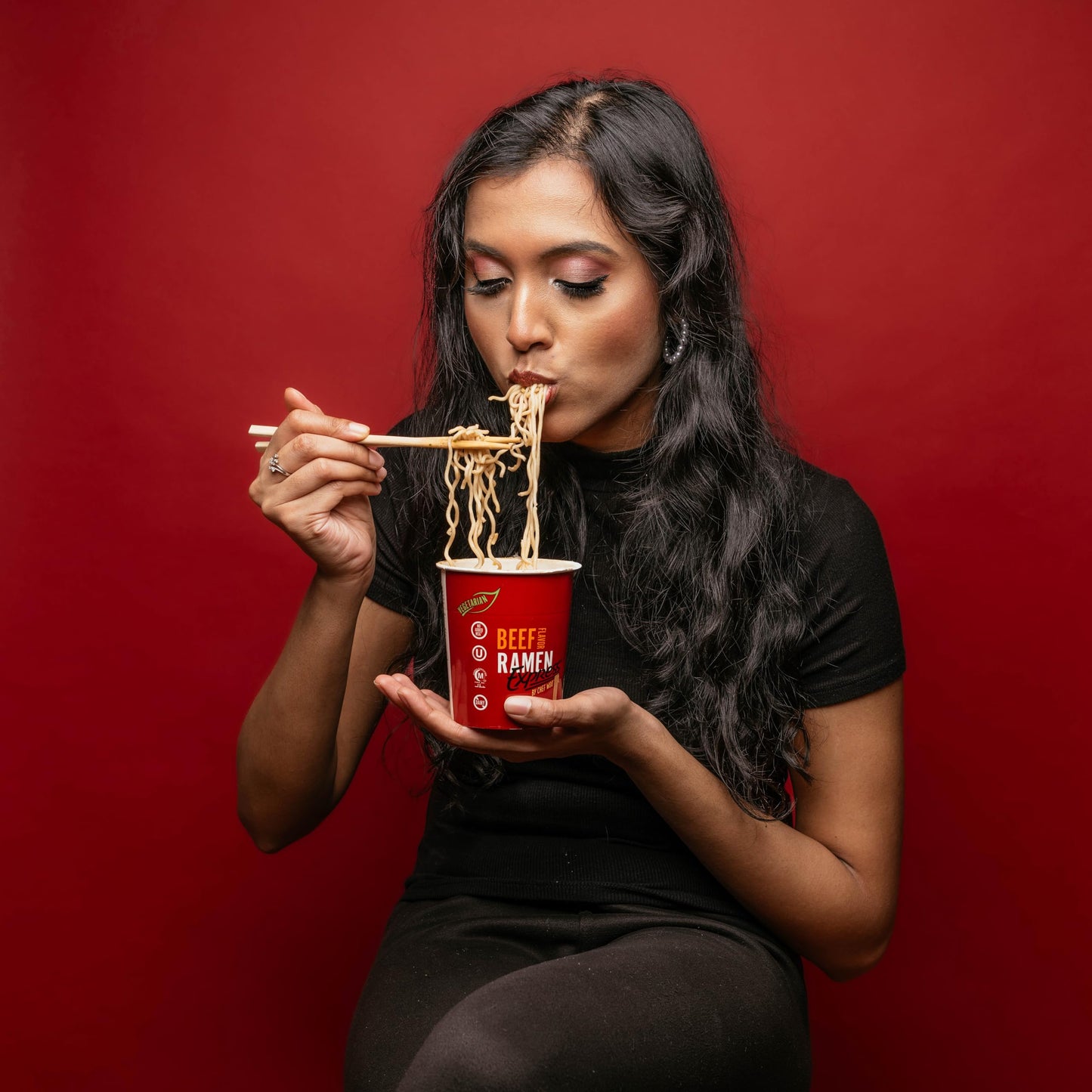 RAMEN EXPRESS Beef Flavor Ramen Cup Noodle, 2.25 Oz Each (Pack Of 12) by Chef Woo | Vegetarian Ramen Noodles | No Added MSG | Ha