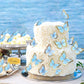 Cyodoos 30Pcs Blue Gold Edge Mixed Size Lively 3D Waterproof Butterfly Cupcake Topper For Girls Women'S Happy Birthday Wedding P