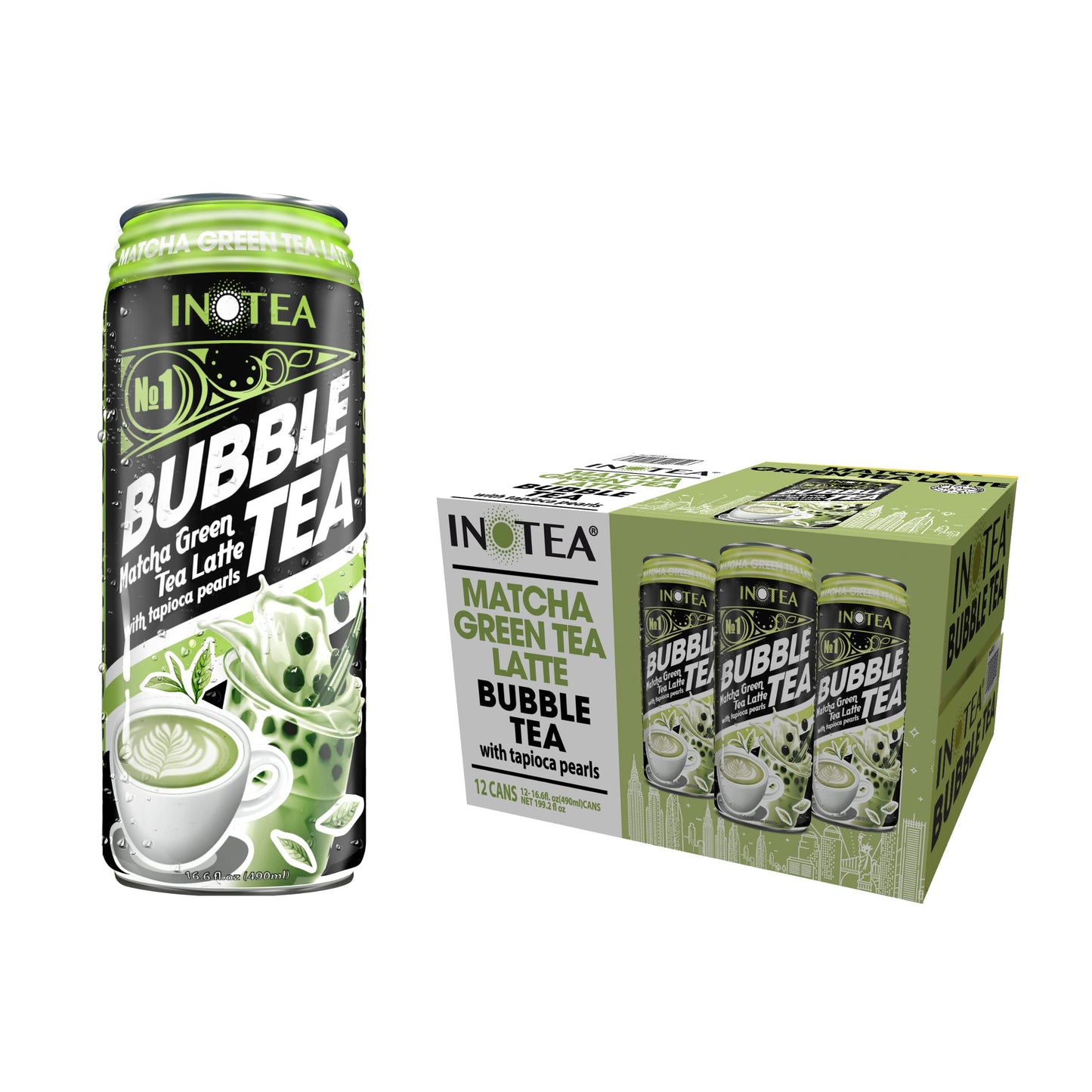 HYOJATEM Bubble Tea Pack of 12 Cans - 5 Flavors: Brown Sugar, Taro, Honeydew, Banana, Matcha Latte - 16.6oz Each