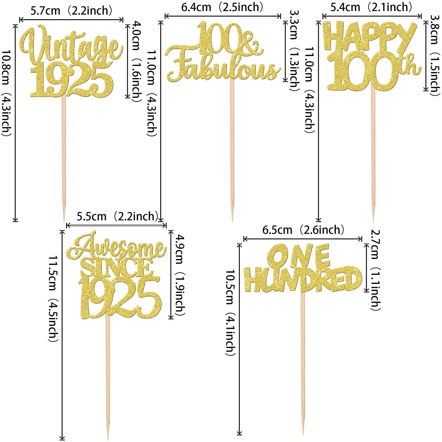 30Pcs Vintage 1923 Cupcake Toppers Glitter One Hundred Happy 100Th Birthday 100 Fabulous Cupcake Picks Awesome Since 1923 Cake D