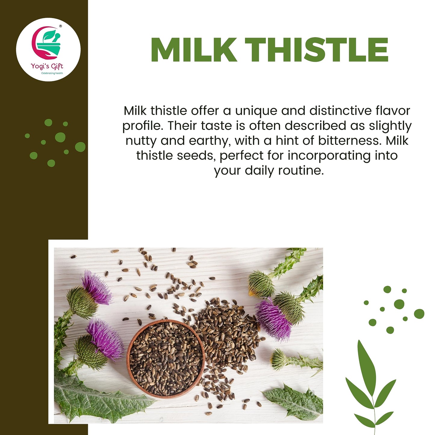 Milk Thistle Seeds 1 Lb (Whole) | Whole Milk Thistle For Tea | By Yogi'S Gift