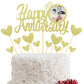Sumerk Gold Glitter Anniversary Cake Topper - 13 PCS, Medium, Wood, Happy Anniversary Decorations