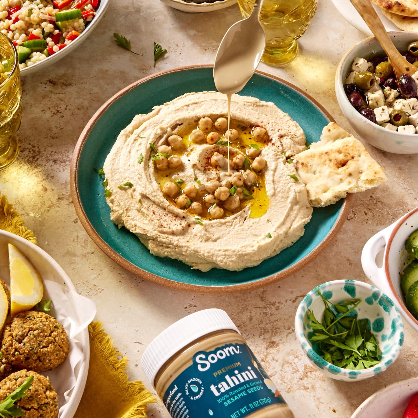 Soom Foods Ground Premium Sesame Tahini Paste 11Oz (2 Pack) | Silky Smooth Texture In Hummus, Dips, Dressings | Vegan, Nut-Free, Gluten-Free, Kosher, Keto, Paleo, Whole30