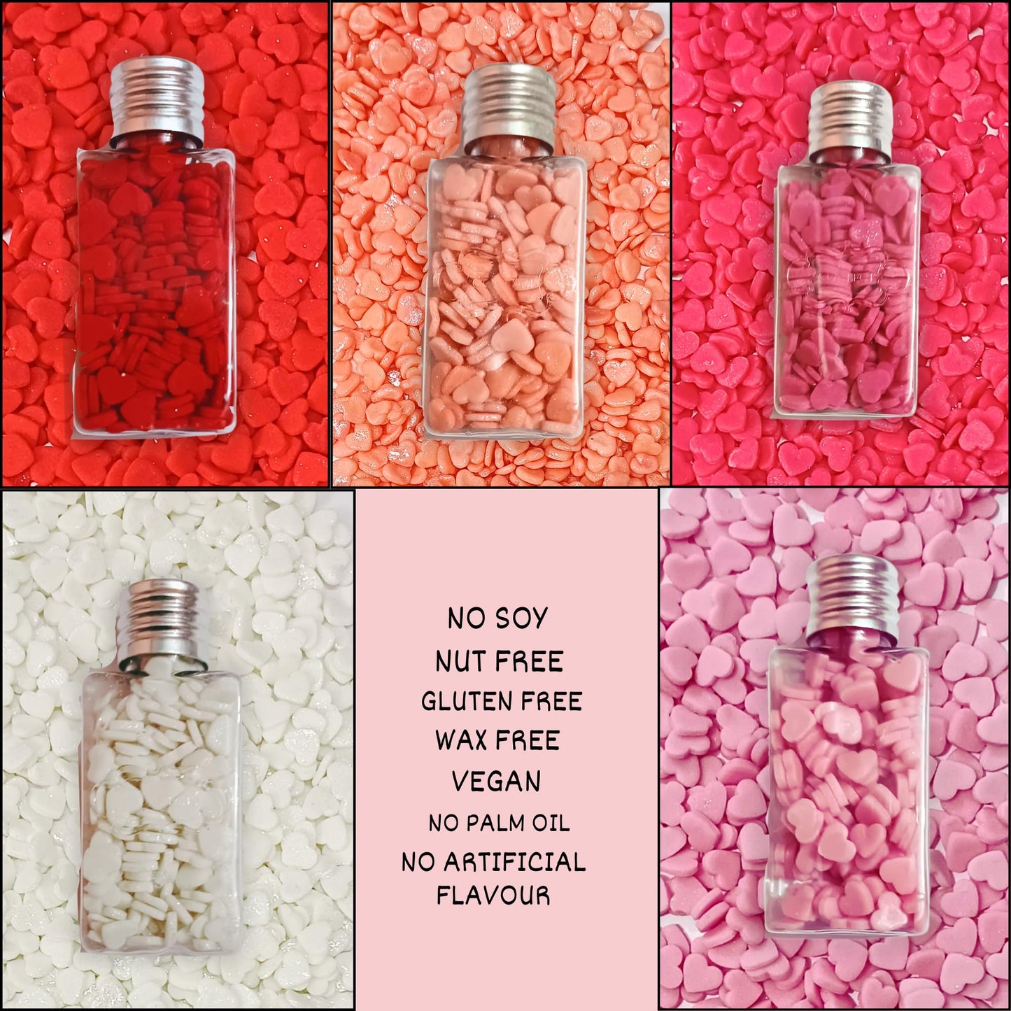Confect Valentine Heart Sprinkles - Red, White & Pink Edible Sprinkle Mix | Pack Of 5 For Cake, Cupcake, Cookie & Dessert Decora