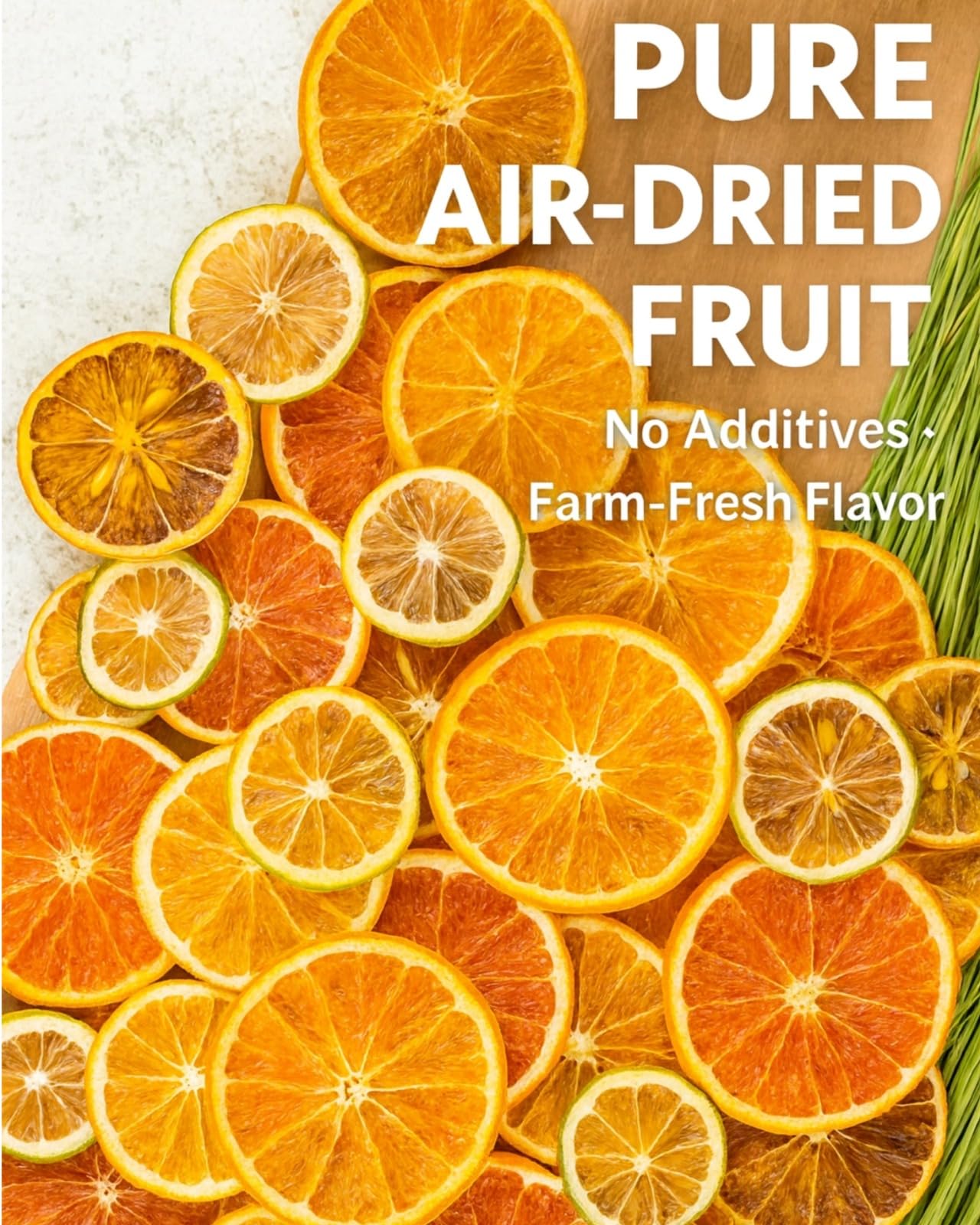 Fangkic Dehydrated Citrus Slices Set - 70+ Pieces, 6 Ounce - Lemon, Lime, Orange, G fruit, Includes 25 Paper Umbrellas and Tweezers
