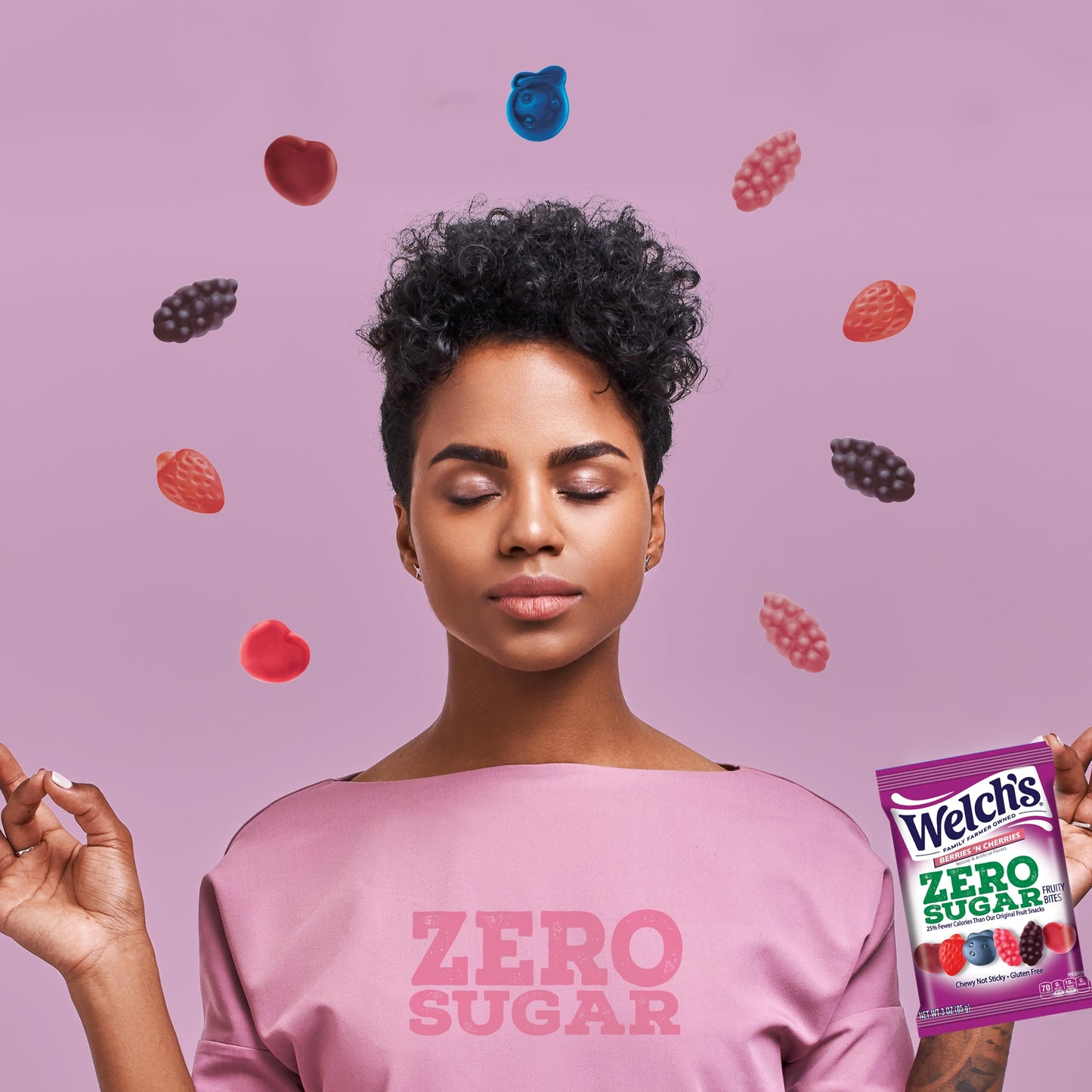 Welchs Zero Sugar Fruity Bites, Berries n Cherries Snack Box, Gluten Free & Sugar Free Snacks, 3oz Snack Packs (Pack of 6)