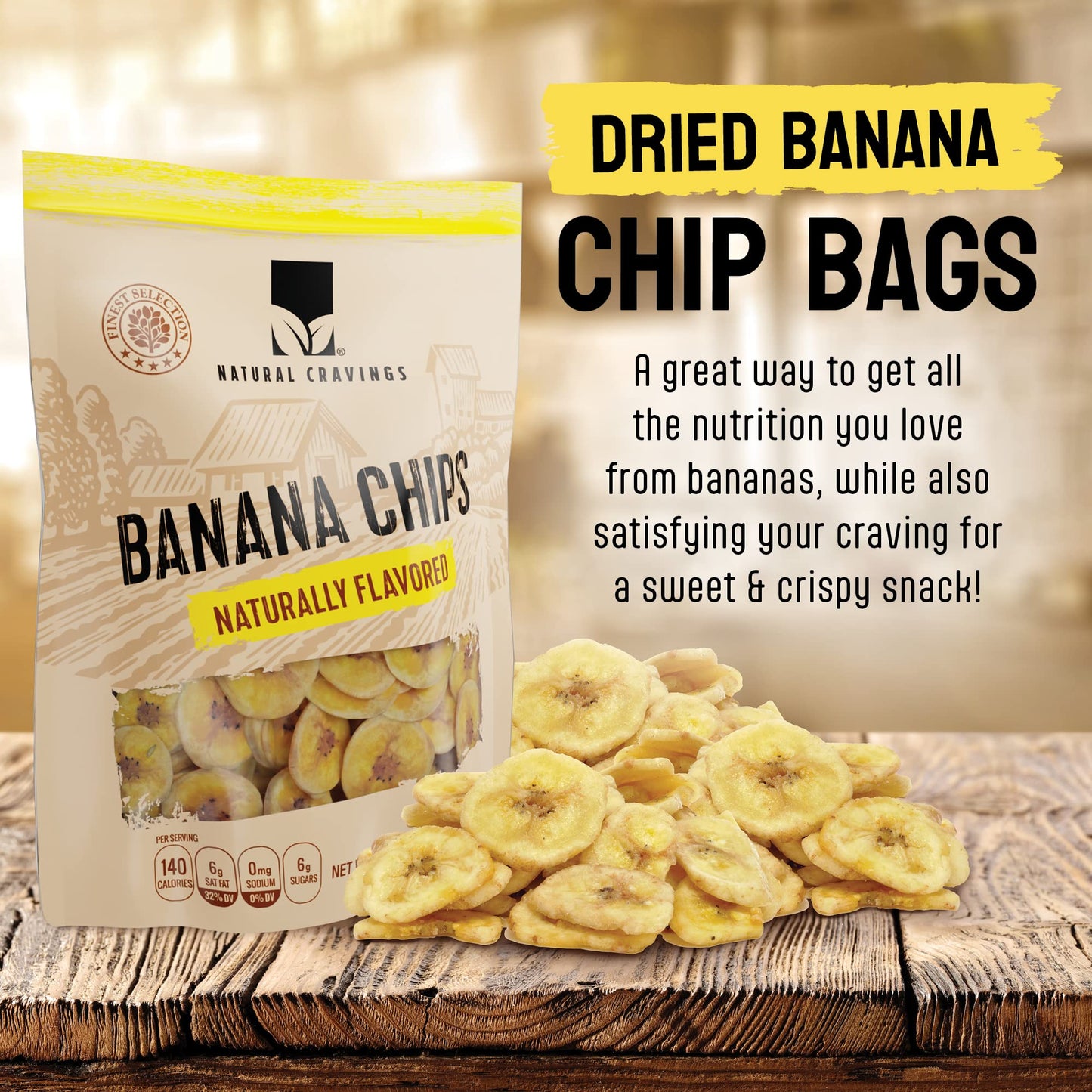 Healthy Banana Chips Dried Slices - Family Pack Bags of Dried Banana Chips Sweetened - Sweet Crispy Crunchy Snacks for Adults &