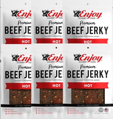 Enjoy Beef Jerky Hot, All Natural 12 Ounce (Pack Of 6)
