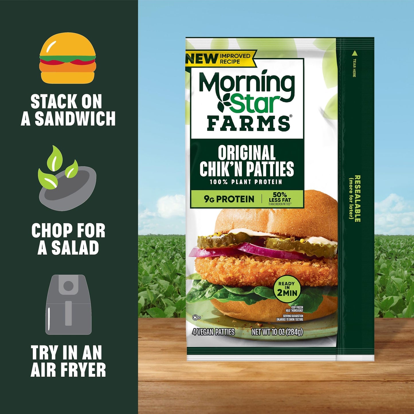 MorningStar Farms Plant Based Chikn Patties, Vegan Meat (4 Count)