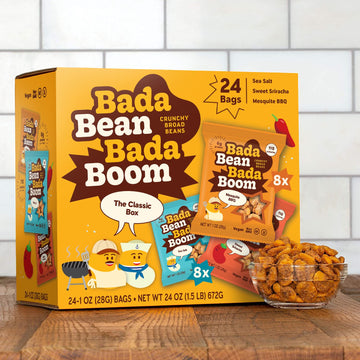 Bada Bean Bada Boom Plant-Based Protein, Gluten Free, Vegan, Crunchy Roasted Broad (Fava) Bean Snacks, 110 Calorie Packs, The Cl