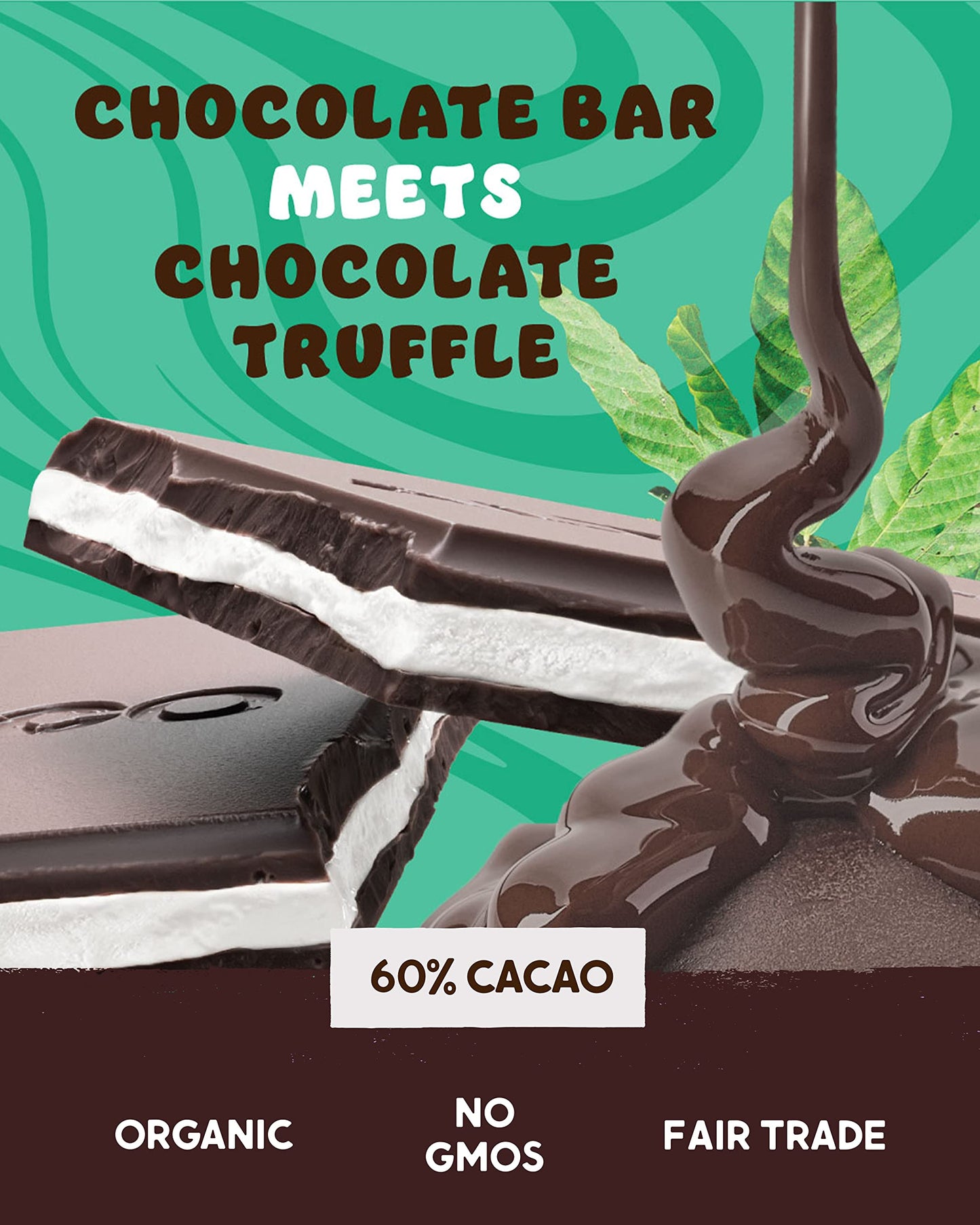 Alter Eco Mint Creme Truffle Thins, Chocolate Bar With Gooey Ganache Truffle Filling, Gluten-Free, Non-Gmo Snacks, No Additives Or Artificial Sweeteners, Fair Trade, Recyclable Packaging (12-Pack Mint Creme)