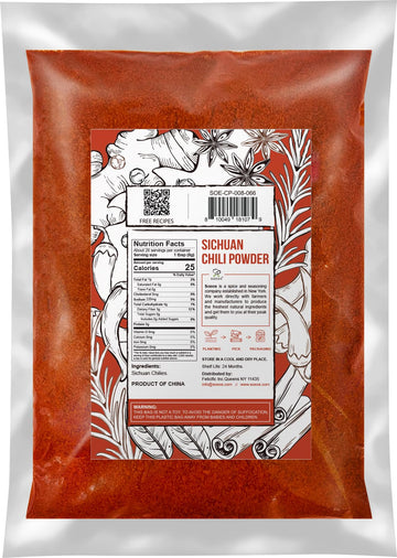 Soeos Premium Sichuan Chili Powder 8oz(226g),All Natural,Asian Chili Powder,Savory Spicy Red Chili Powder from Dried Chillies,Ch