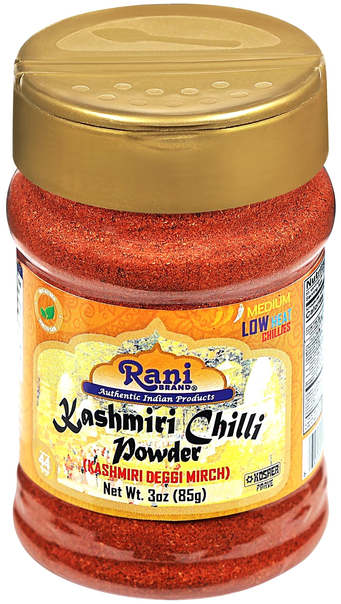 Rani Kashmiri Chilli Powder (Deggi Mirch, Low Heat) Ground Indian Spice 85g PET Jar ~ All Natural | Salt-Free | Vegan | Kosher |